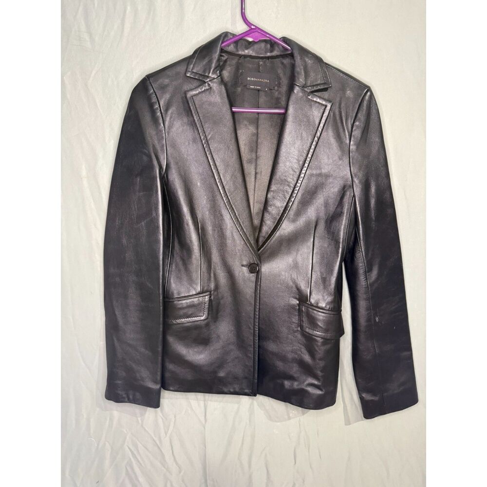 BCBGMaxazria Women's Genuine Leather Blazer
